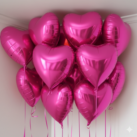 Hot Pink Heart Ceiling Balloons