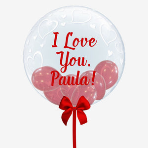 Personalised White Heart Bubble Balloon