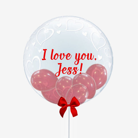 Personalised White Heart Bubble Balloon - Box Balloons