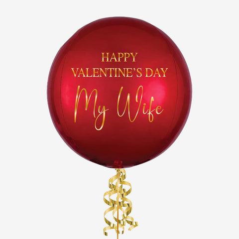 Happy Valentine's Day Personalised Red Orb Balloon