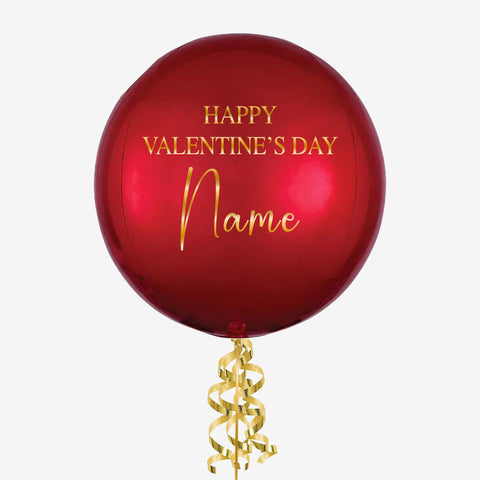 Happy Valentine's Day Personalised Red Orb Balloon