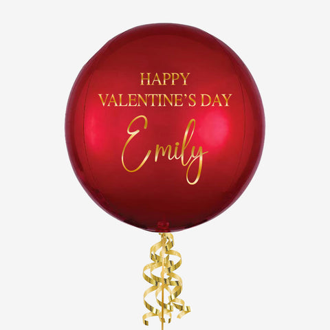 Happy Valentine's Day Personalised Red Orb Balloon