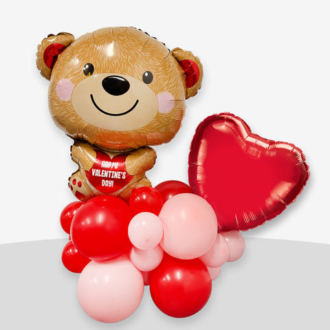 Valentine’s Bear & Heart Balloon Stack