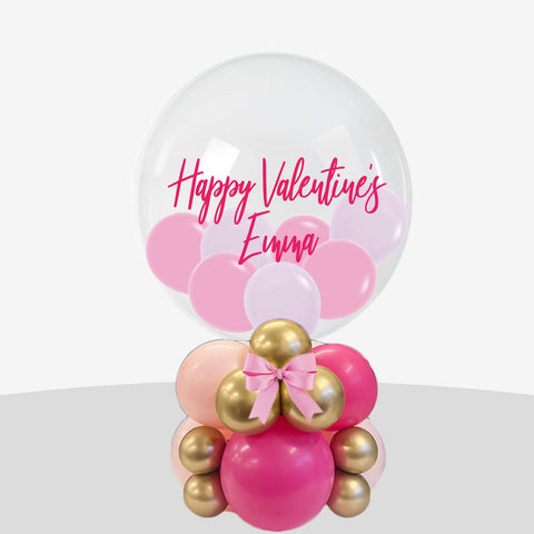 Personalised Pink Sitting Bubble Balloon Stack