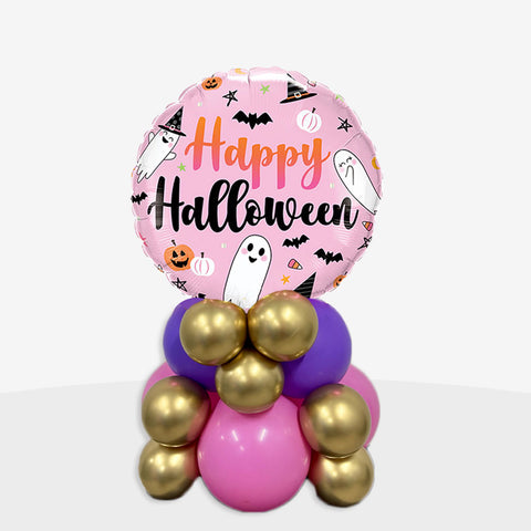 Pink Happy Halloween Balloon Stack