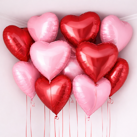 Red & Pink Heart Ceiling Balloons