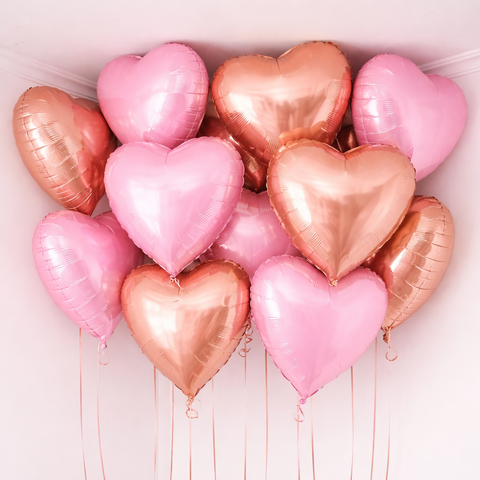 Pink & Rose Gold Heart Ceiling Balloons