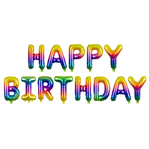 Air-filled Happy Birthday Banner Foil Balloons (arrives un-inflated)