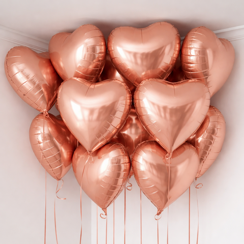 Rose Gold Heart Ceiling Balloons
