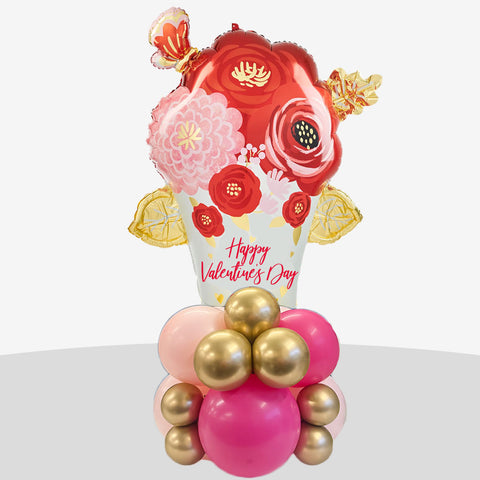 Valentine’s Flower Bouquet Balloon Stack
