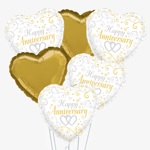 Happy Anniversary Gold Balloons
