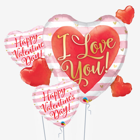 Valentine's Love You Stripe Balloons - Box Balloons