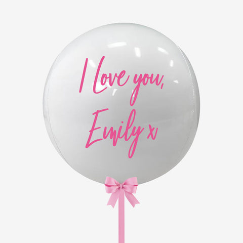 Personalised White & Pink Orb Balloon