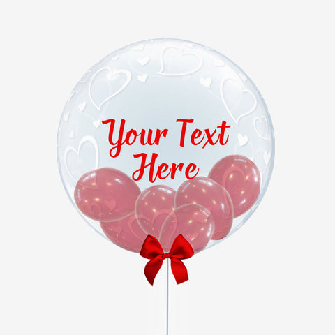 Personalised White Heart Bubble Balloon - Box Balloons