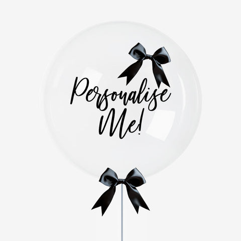 Personalised Black Bow Bubble Balloon