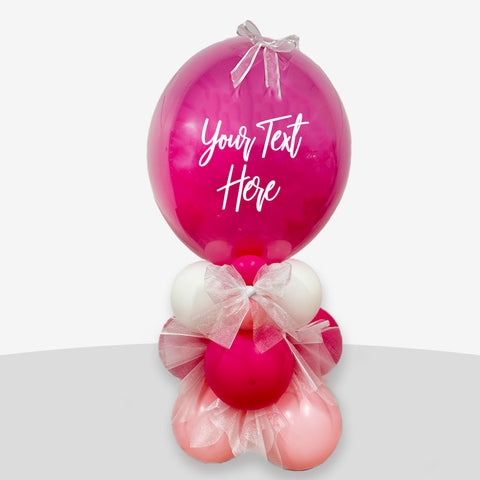 Personalised Pink Bow Bubble Balloon Stack