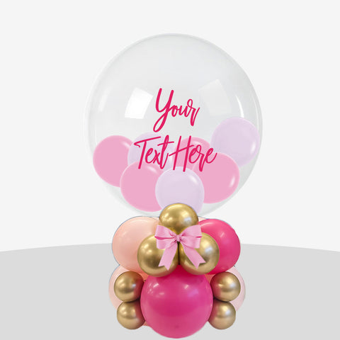 Personalised Pink Sitting Bubble Balloon Stack