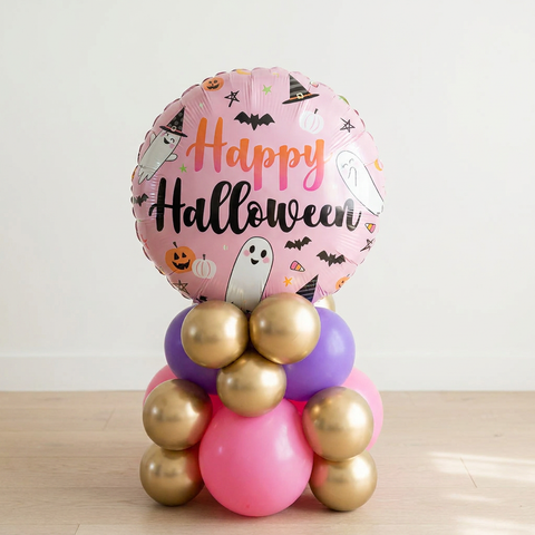 Pink Happy Halloween Balloon Stack
