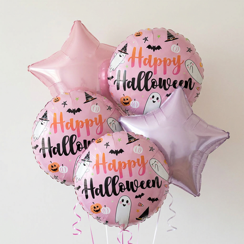 Pink Happy Halloween Round Balloons