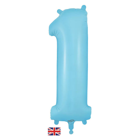 34" Pastel Matte Blue Number Balloons | Box Balloons | Next-Day Balloon Delivery