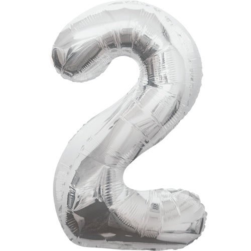 34" Silver Number Balloons - Box Balloons