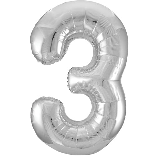 34" Silver Number Balloons - Box Balloons