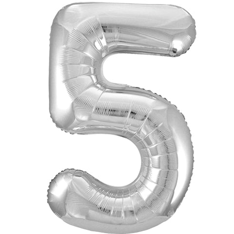 34" Silver Number Balloons - Box Balloons