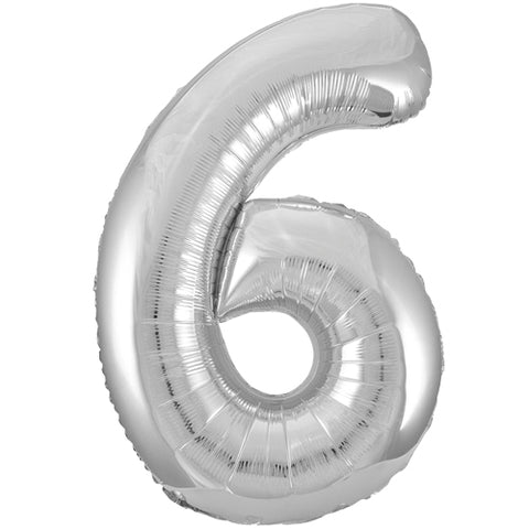 34" Silver Number Balloons - Box Balloons