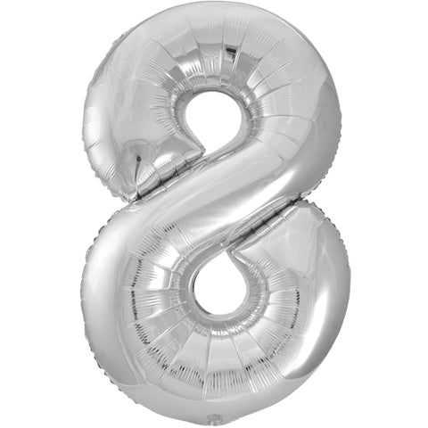 34" Silver Number Balloons - Box Balloons