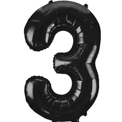 34" Black Number Balloons - Box Balloons