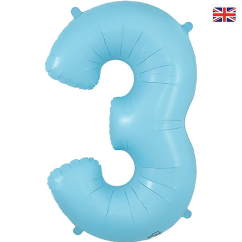 34" Pastel Blue Number Balloons - Box Balloons