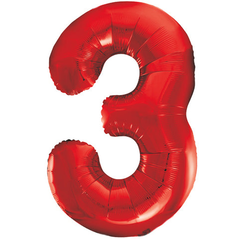 34" Red Number Balloons - Box Balloons