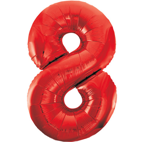 34" Red Number Balloons - Box Balloons